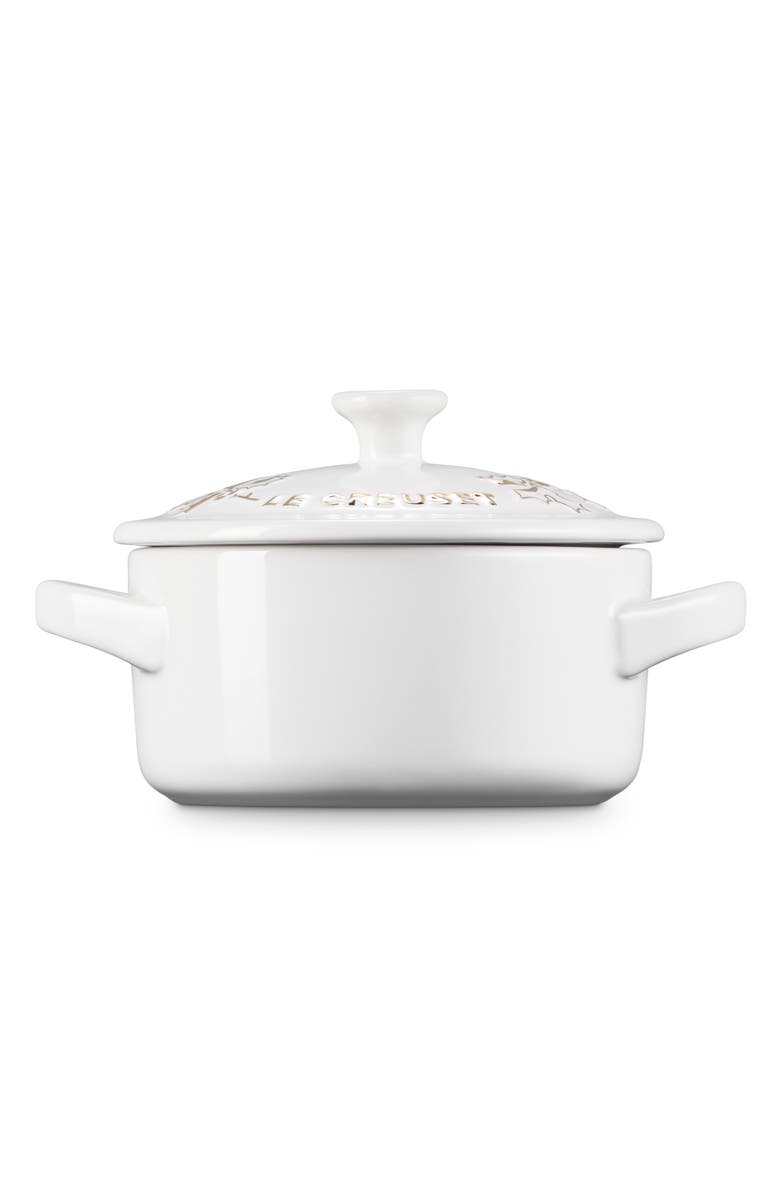 Le Creuset Holly Collection Mini Round Cocotte, Alternate, color, White