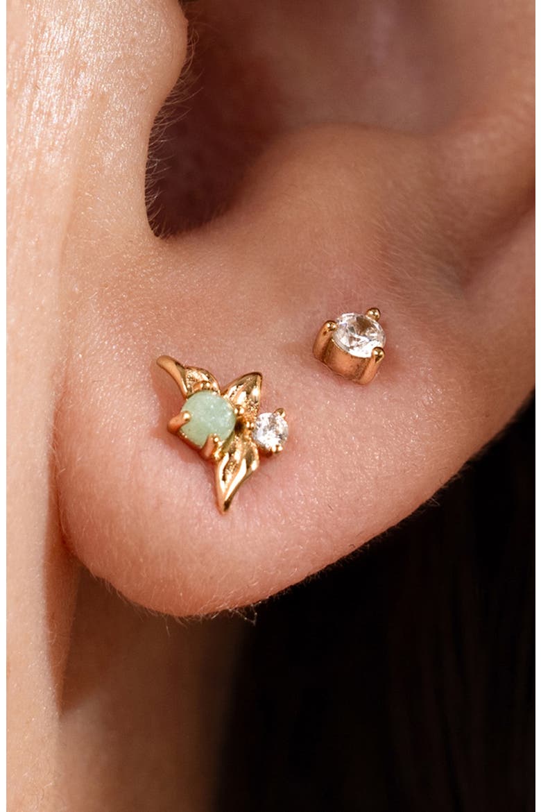 Lumi Flora Stud Earrings, Alternate, color, GOLD VERMEIL/ GREEN
