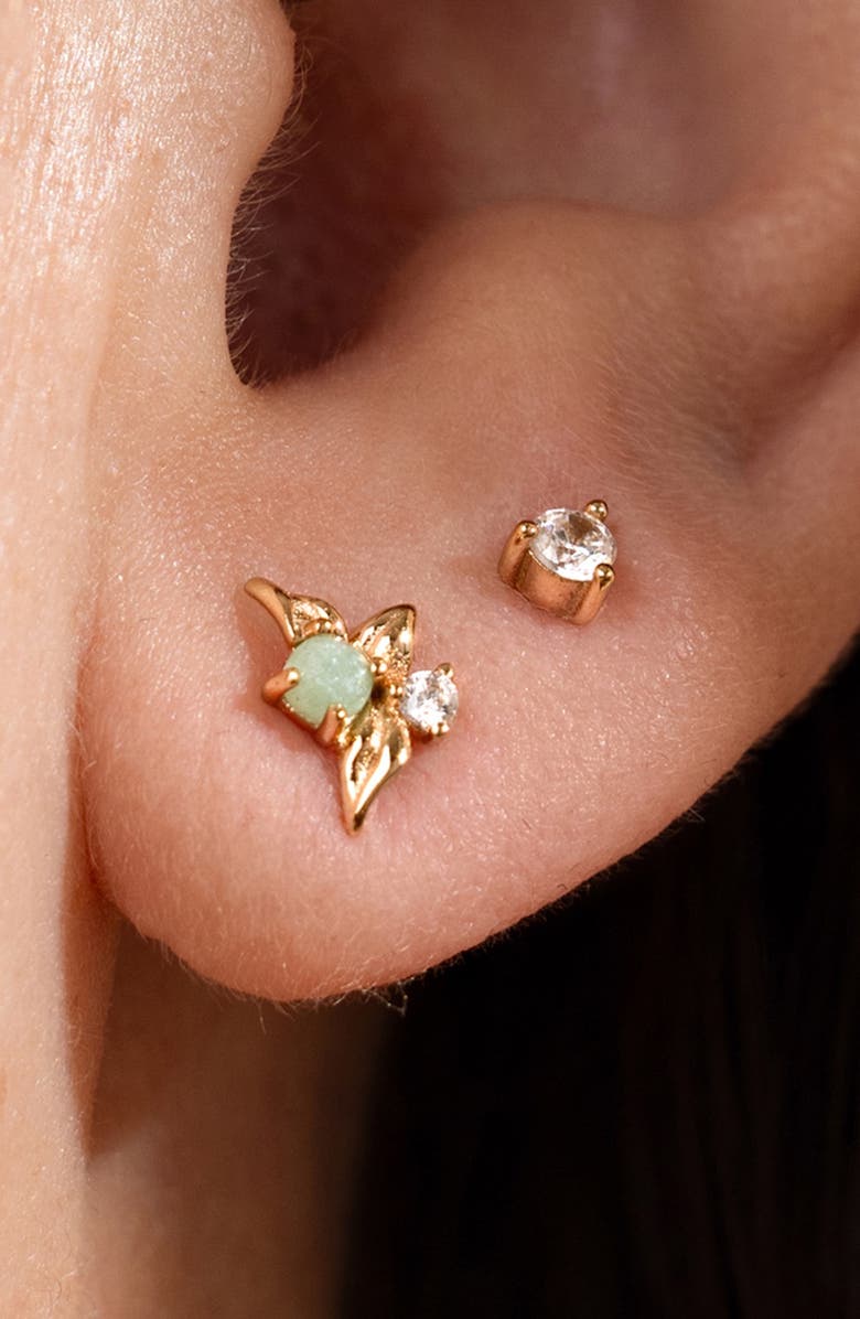 MADE BY MARY Lumi Flora Stud Earrings, Alternate, color, Gold Vermeil/ Green