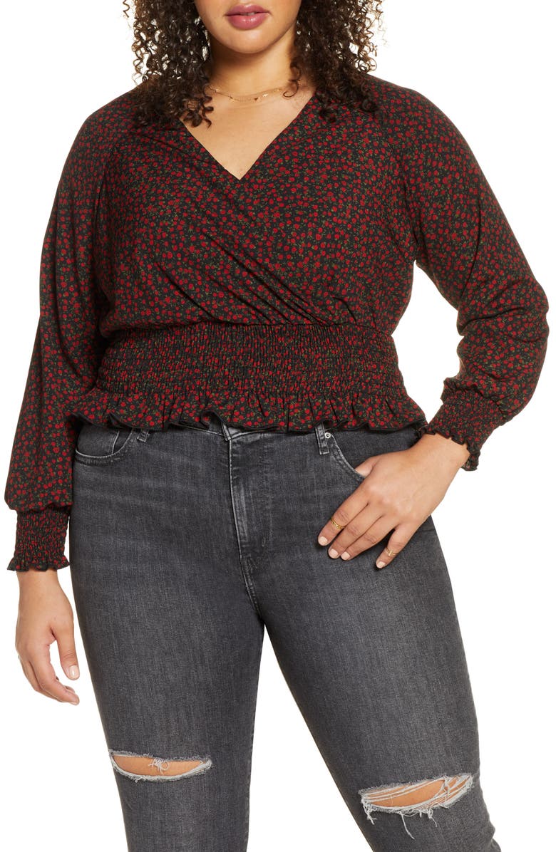 BP. Smocked Surplice Top, Main, color,