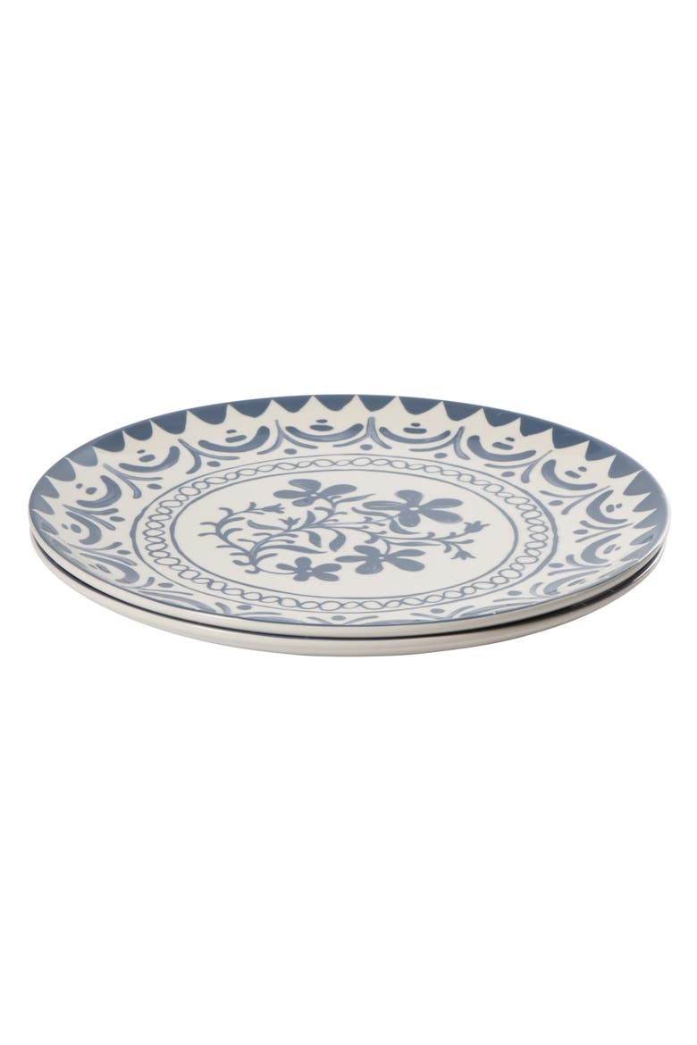 2-Time Oprah's Favorite Things Brand, Valencia Flor 2 Piece Stoneware Serving Platter Set, Alternate, color, Iris Blue