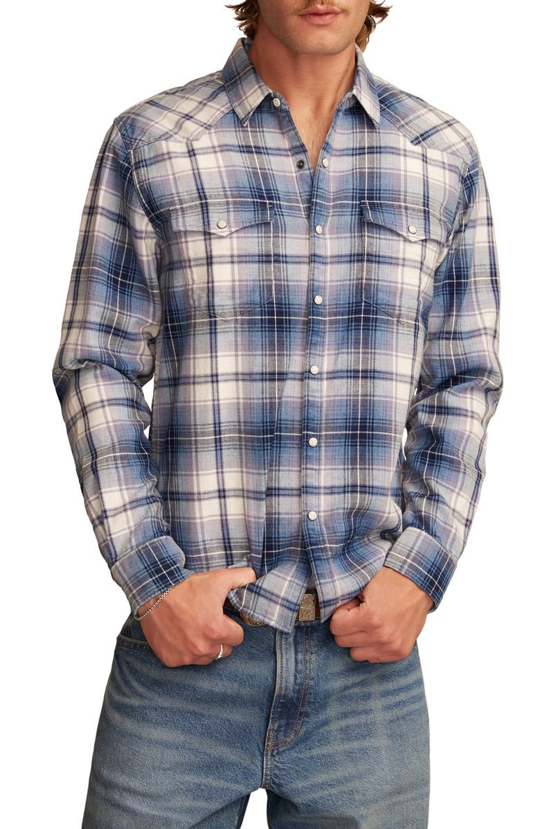 Lucky Brand Mesa Western Plaid Flannel Snap-Up Shirt, Main, color, 