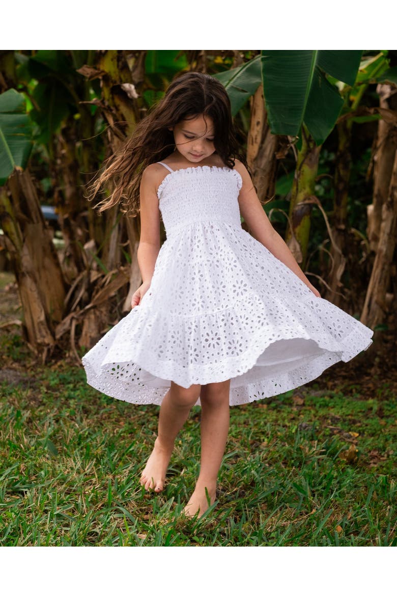 Lila Smocked Eyelet Tiered Dress, Alternate, color, Fresh White Eyelet