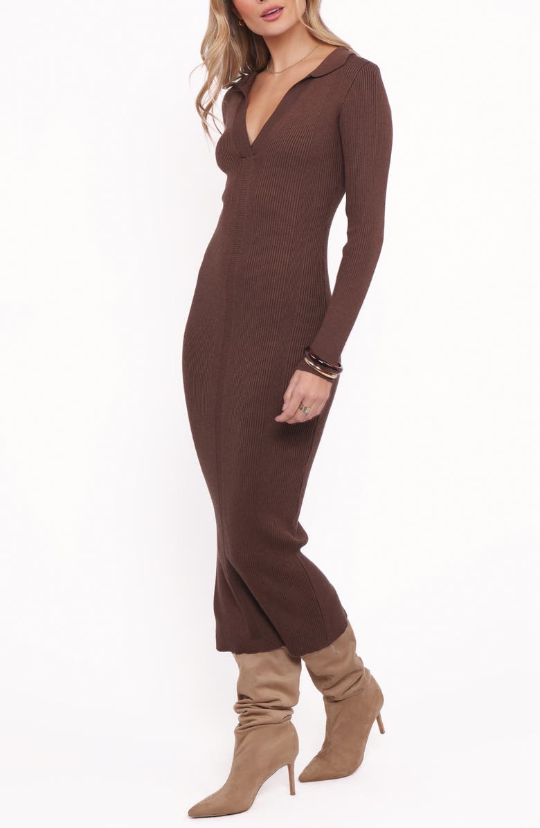 Petal & Pup Collins Long Sleeve Sweater Dress, Alternate, color, Chocolate