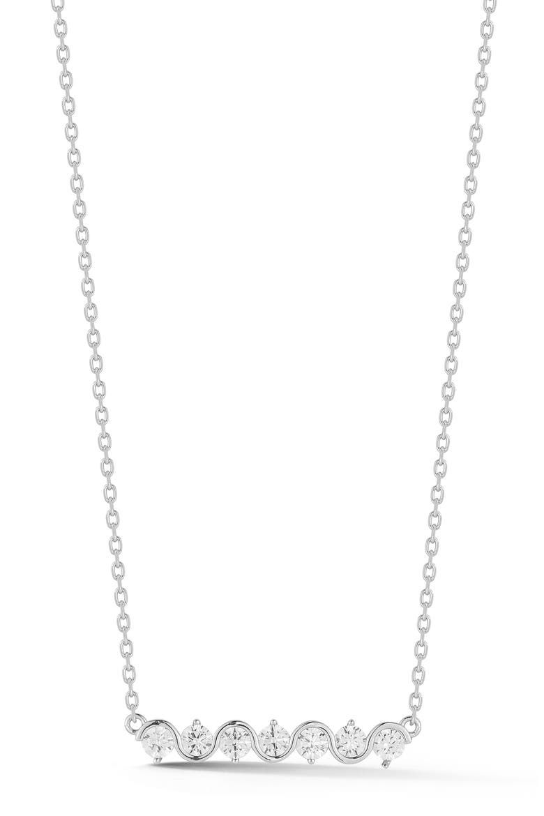 Cubic Zirconia Bar Pendant Necklace, Main, color, SILVER