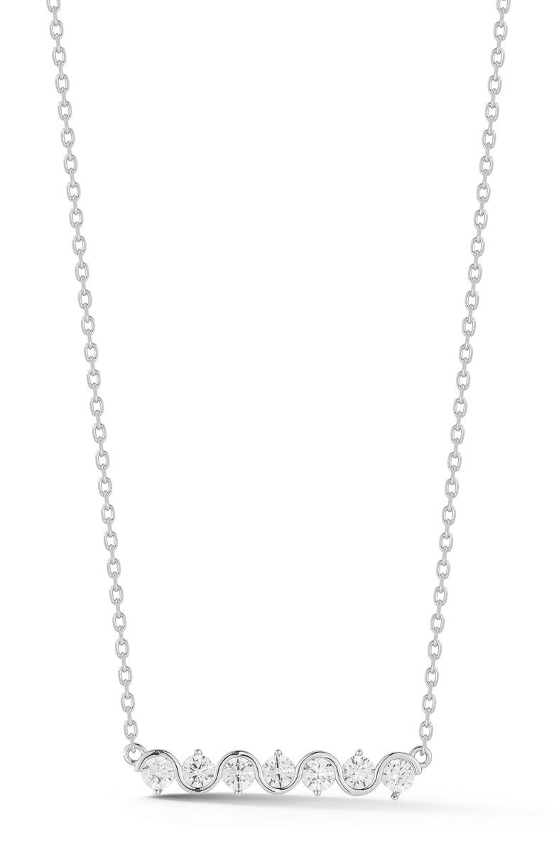 GLAZE JEWELRY Cubic Zirconia Bar Pendant Necklace, Main, color, Silver