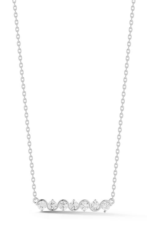 Cubic Zirconia Bar Pendant Necklace