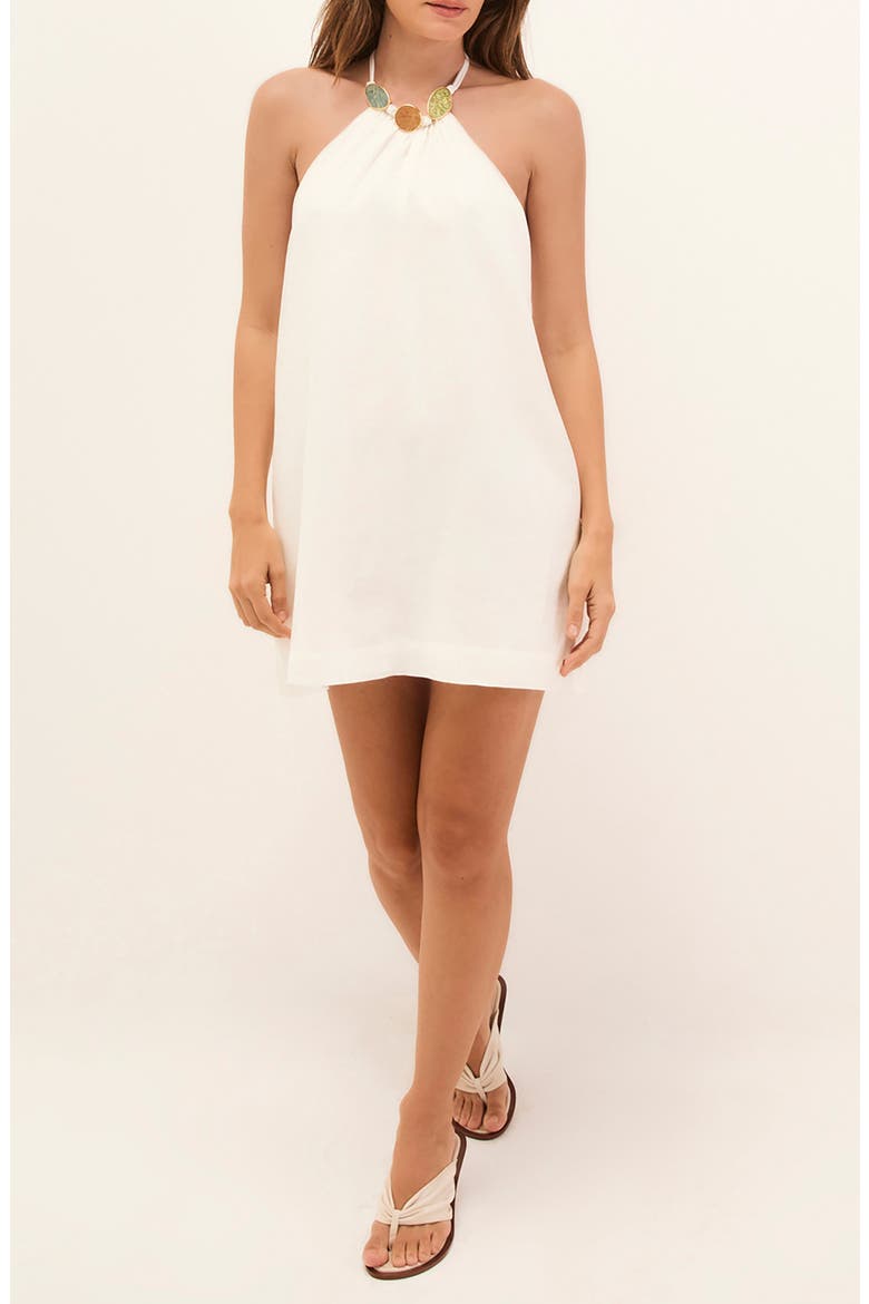 Aiden Linen & Cotton Cover-Up Dress, Main, color, WHITE