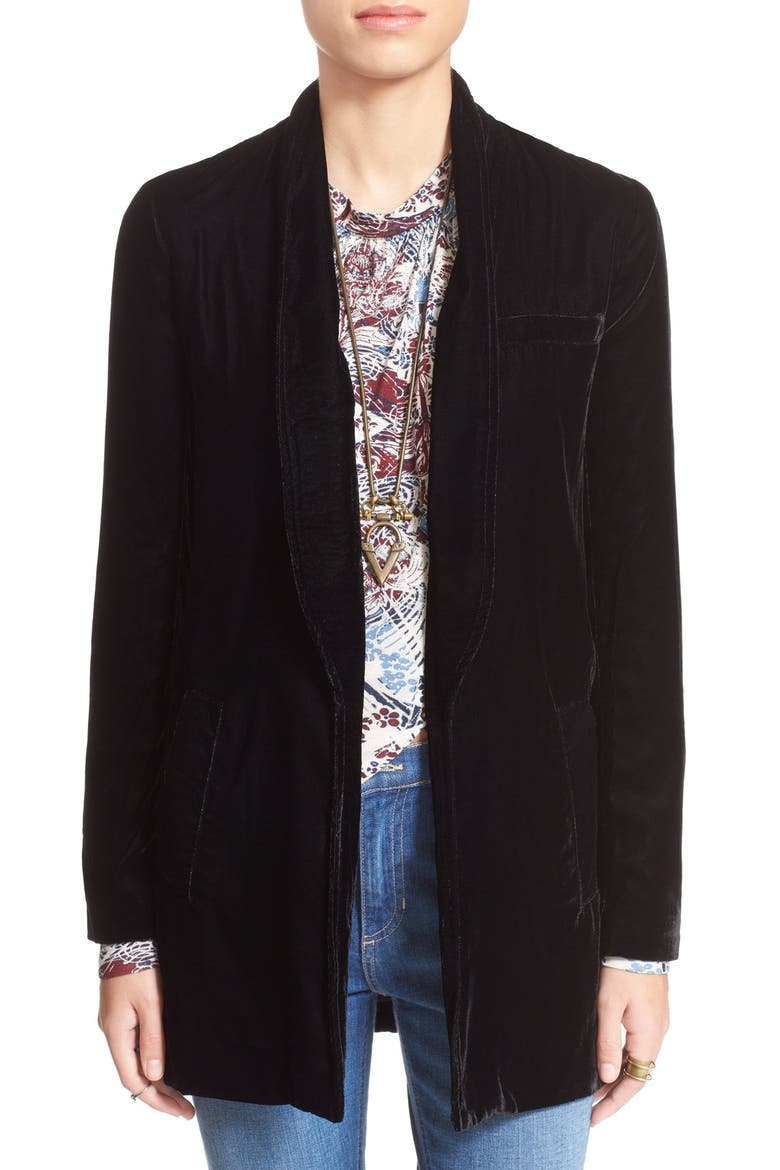 Slouchy Velvet Blazer, Main, color, BLACK