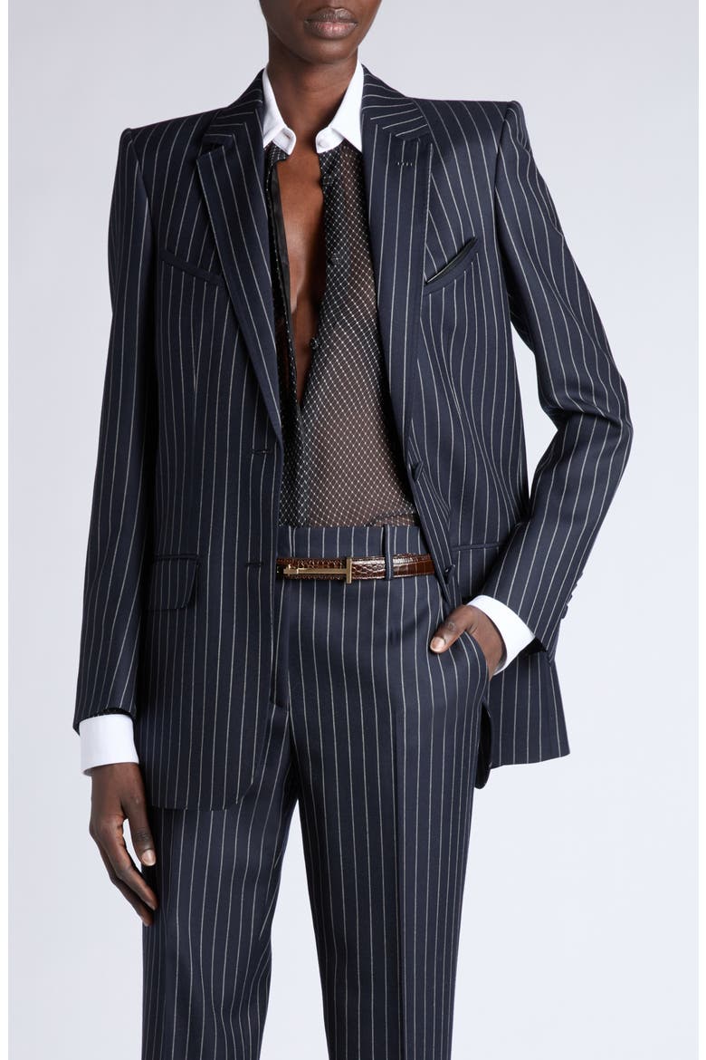 Corded Chalk Stripe Wool Western Jacket, Main, color, COMBO BLUE