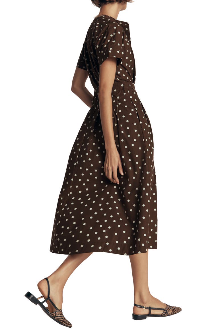 Polka Dot Cotton Poplin Midi Dress, Alternate, color, RAW UMBER, PAINTED DOT SPACED
