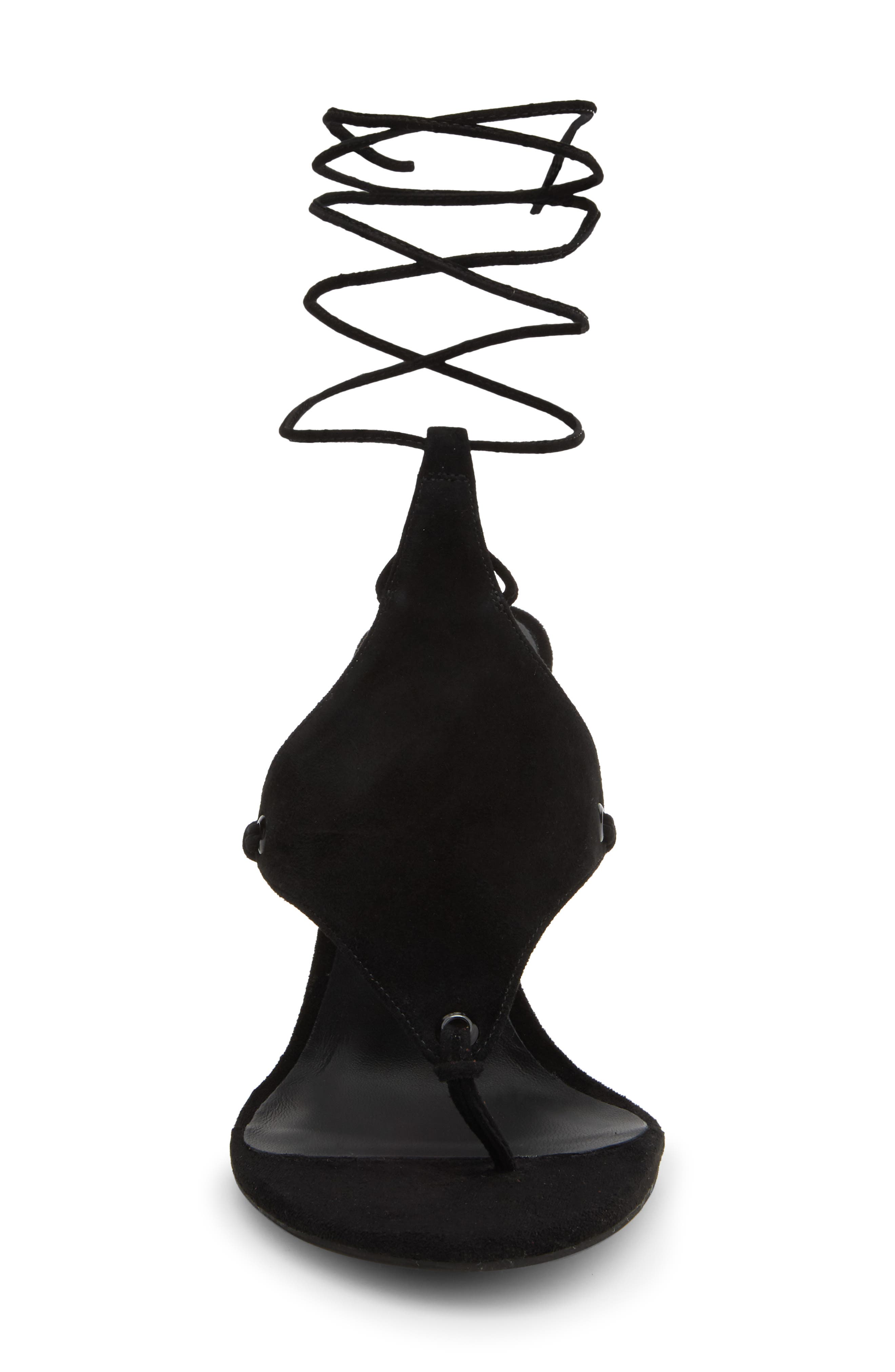 Jeffrey Campbell Pachouli Ankle Wrap Wedge Sandal, Alternate, color, Black Suede