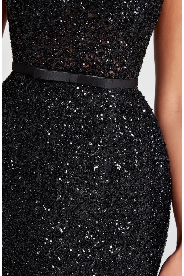 Emilia Sequin Cocktail Minidress, Alternate, color, BLACK