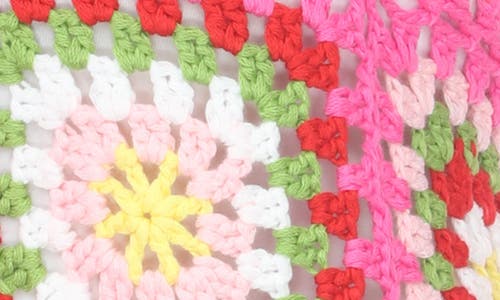 Rain And Rose Granny Square Crochet Cardigan In Pink