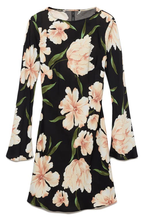 Mango Floral Long Sleeve Minidress In Black