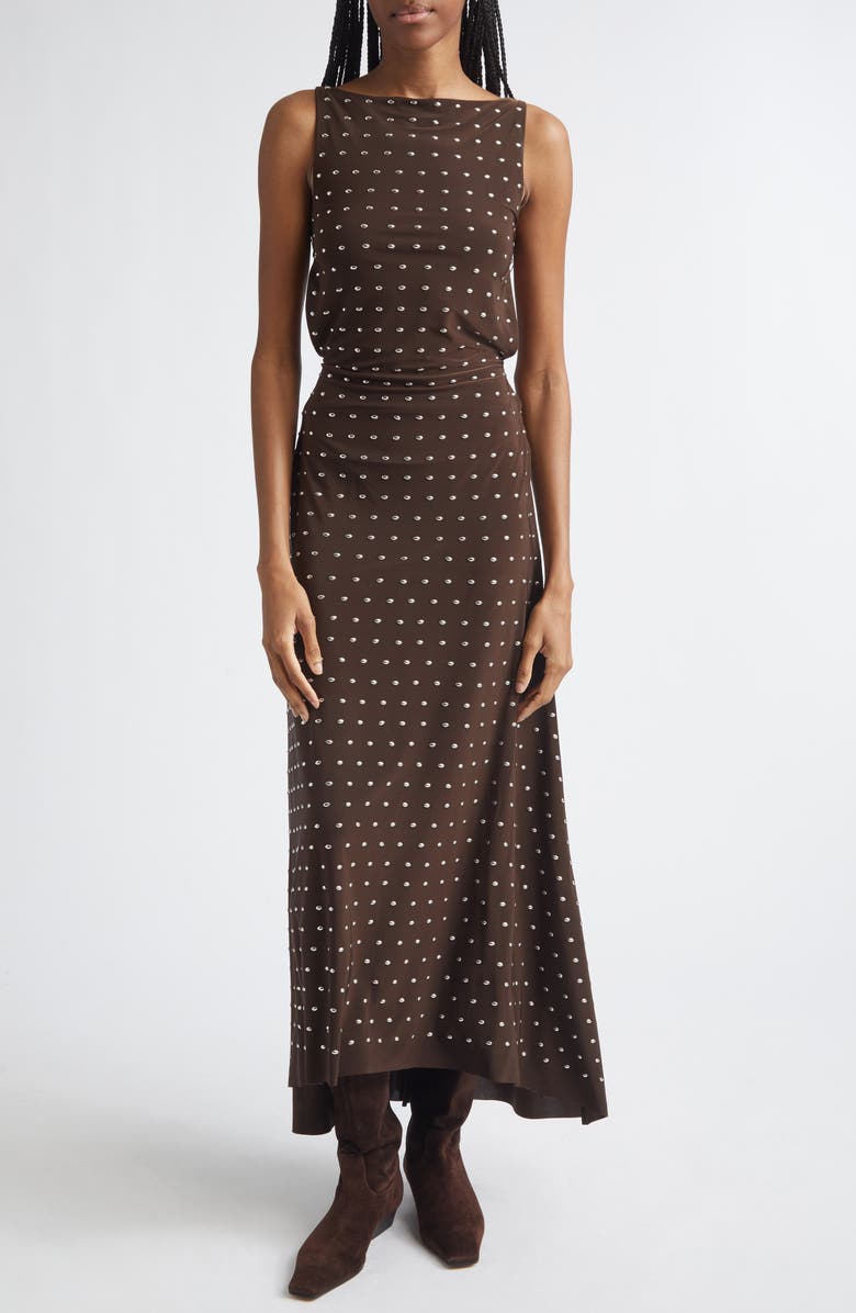 Siedrés Grace Studded Open Back Jersey Dress, Main, color, Brown