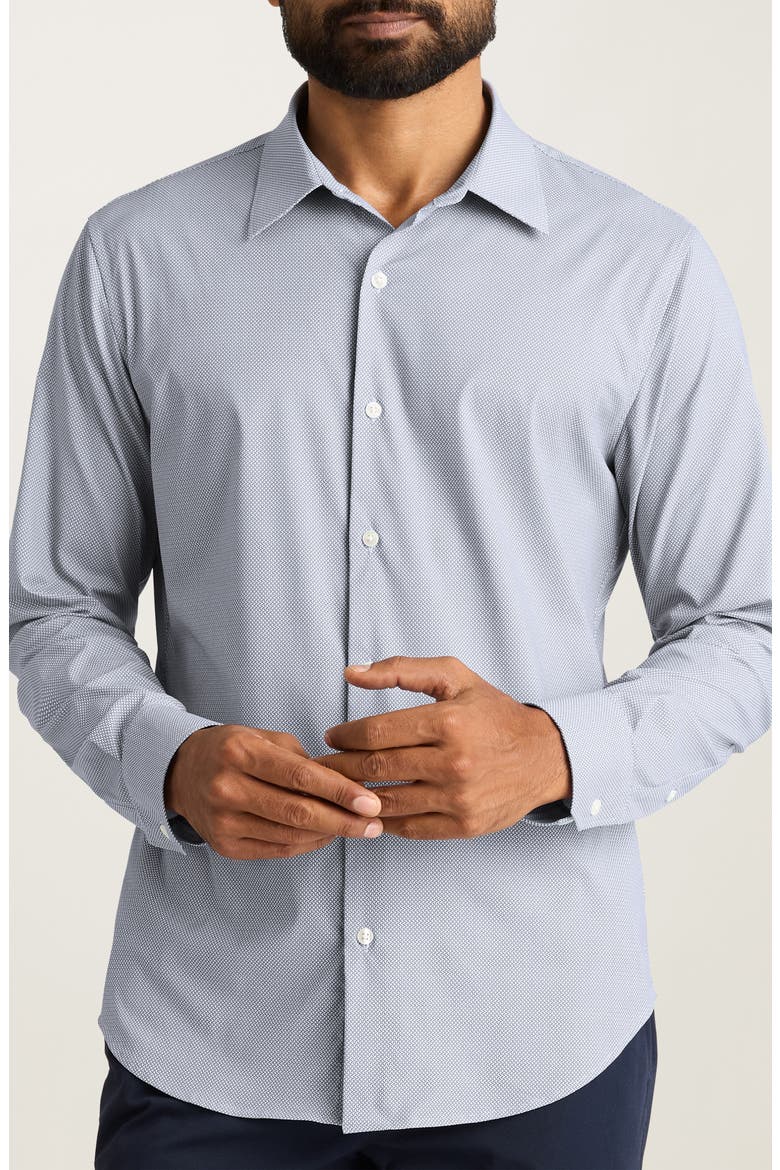 Tech Slim Fit Geo Print Performance Button-Up Shirt, Main, color, RHOADS WAVE GEO C36