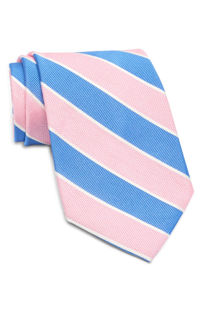 Brooks Brothers Wide Diagonal Stripe Tie, Main, color, Pink