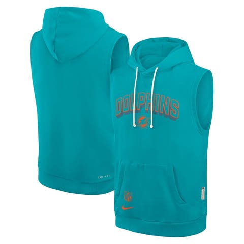 Men's Nike Aqua Miami Dolphins Sideline Performance Sleeveless Pullover Hoodie