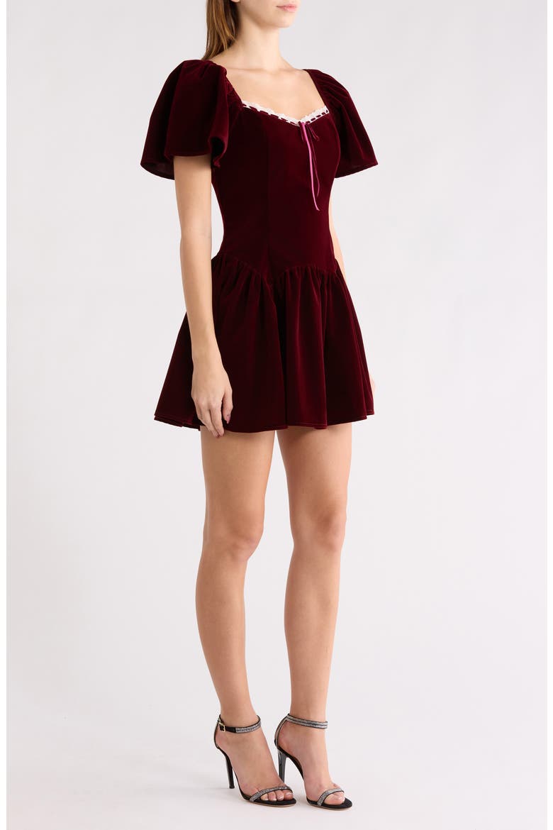 Flutter Sleeve Minidress, Alternate, color, WINE