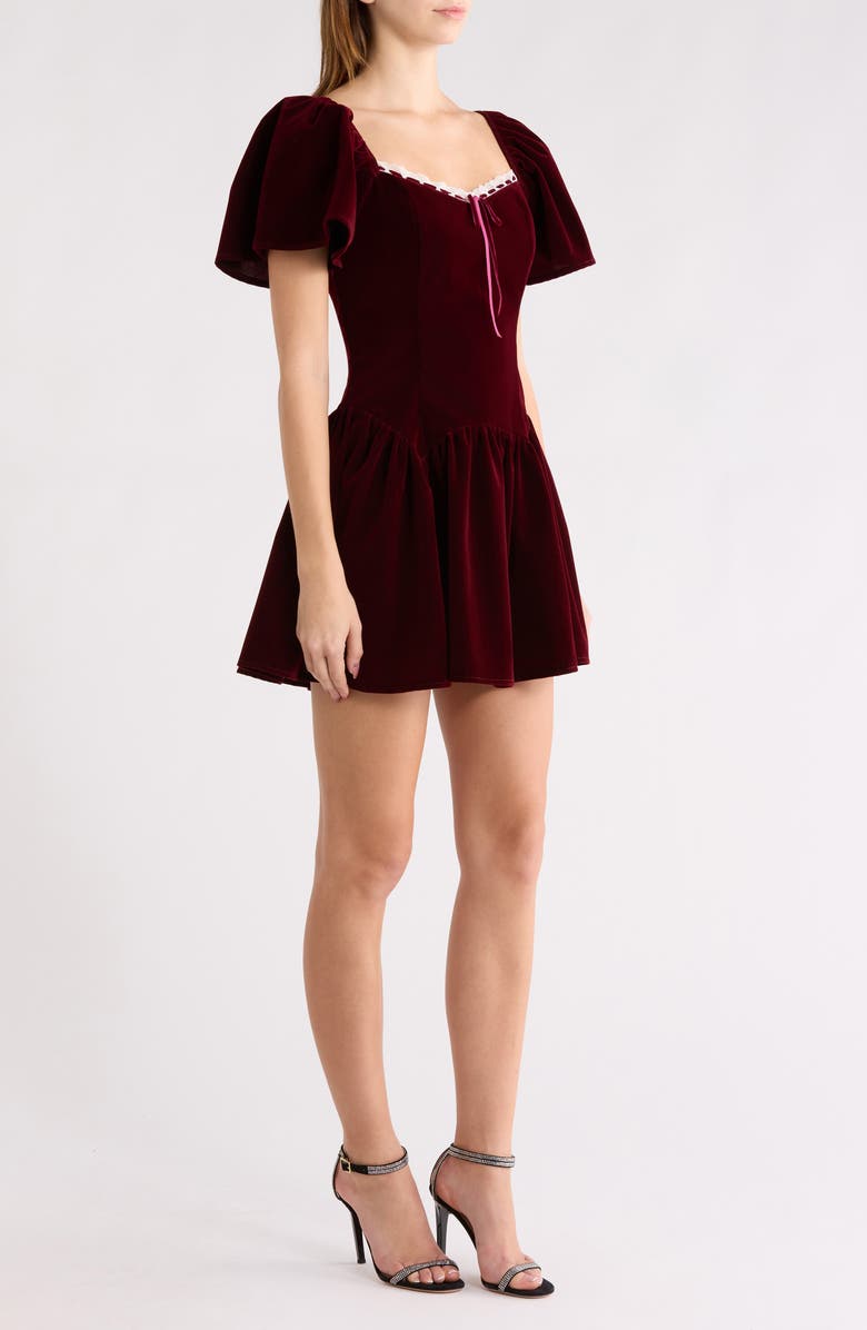 All in Favor Flutter Sleeve Minidress, Alternate, color, Wine