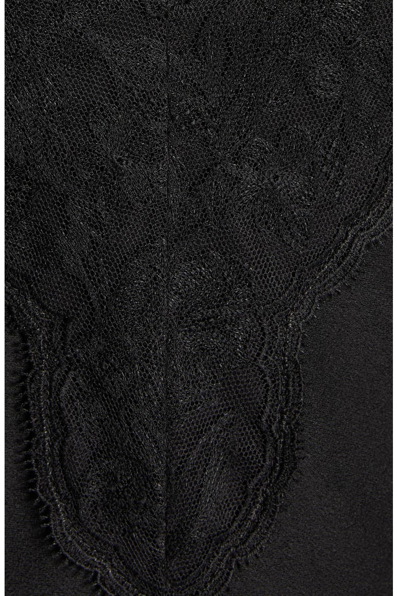 Lace Trim Satin Cocktail Dress, Alternate, color, BLACK