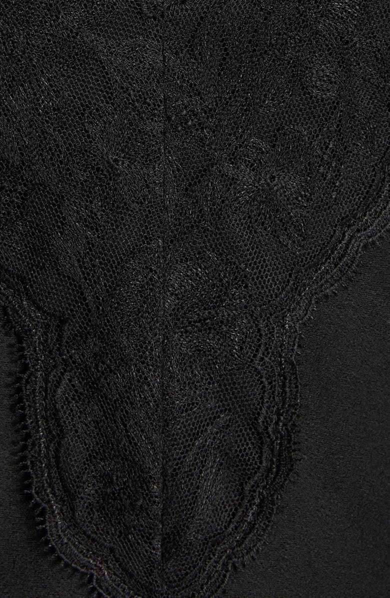 McQueen Lace Trim Satin Cocktail Dress, Alternate, color, Black