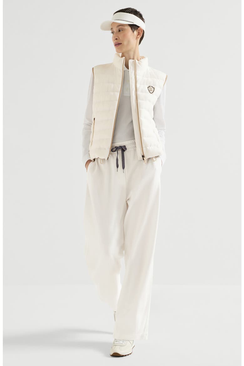 Techno cotton piqué track trousers, Alternate, color, White