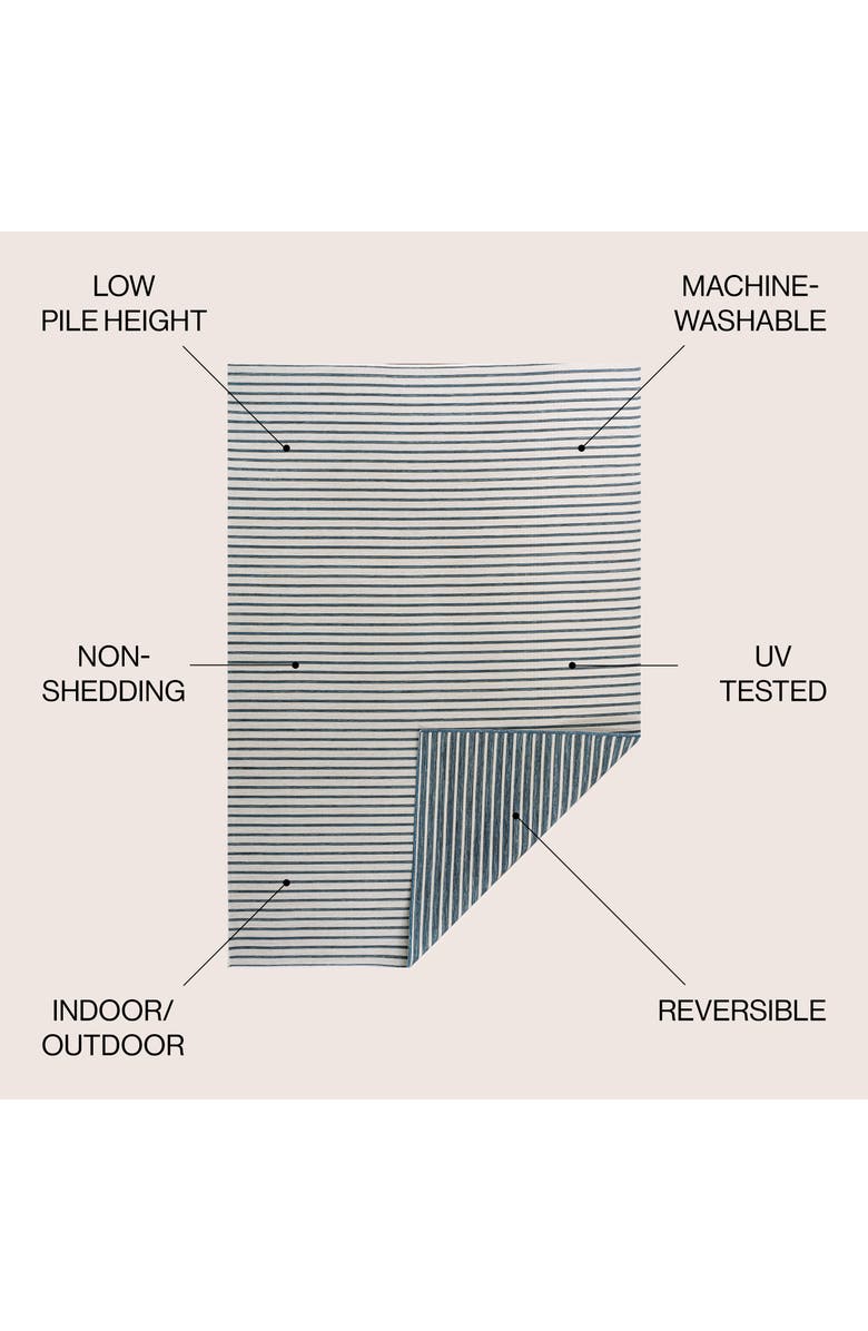 JONATHAN Y Damon Classic Coastal Pinstripe Reversible Machine-Washable Indoor/Outdoor Area Rug, Alternate, color, Navy/Cream