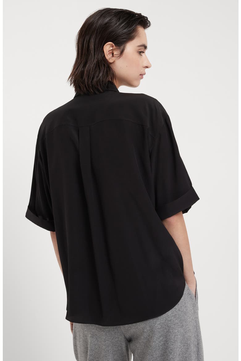 Crêpe de Chine shirt, Alternate, color, Black
