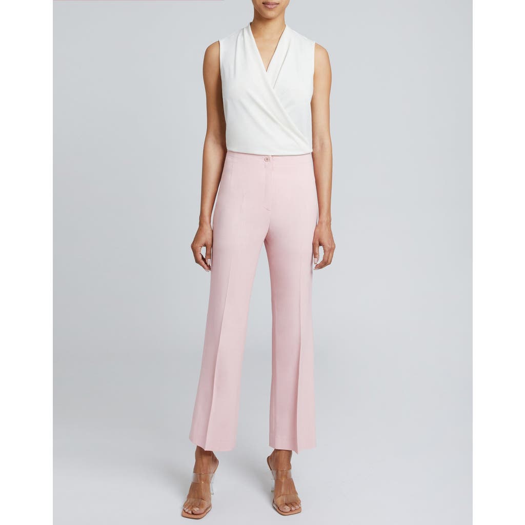 Santorelli Roma Straight Ankle Length Pant Solid Crepe In Petal Pink