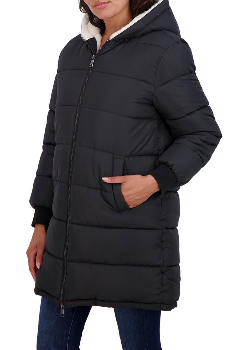 Sebby Faux Fur Lined Puffer Coat, Alternate, color, 