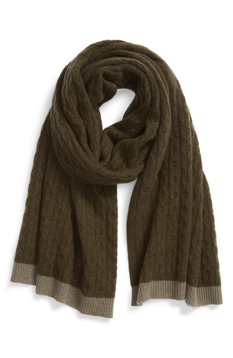 Halogen<sup>®</sup> Cable Knit Cashmere Scarf, Alternate, color, 