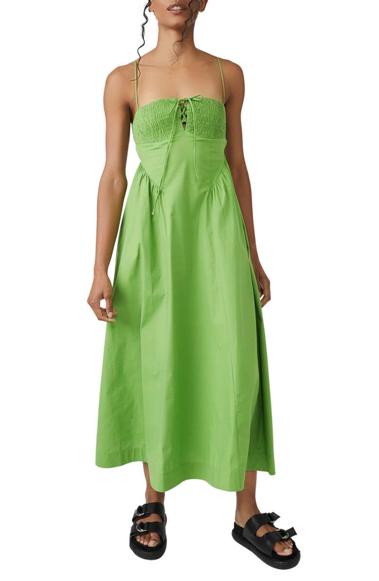 Free People free-est Fifi Smocked Dress, Main, color, Kelly Green