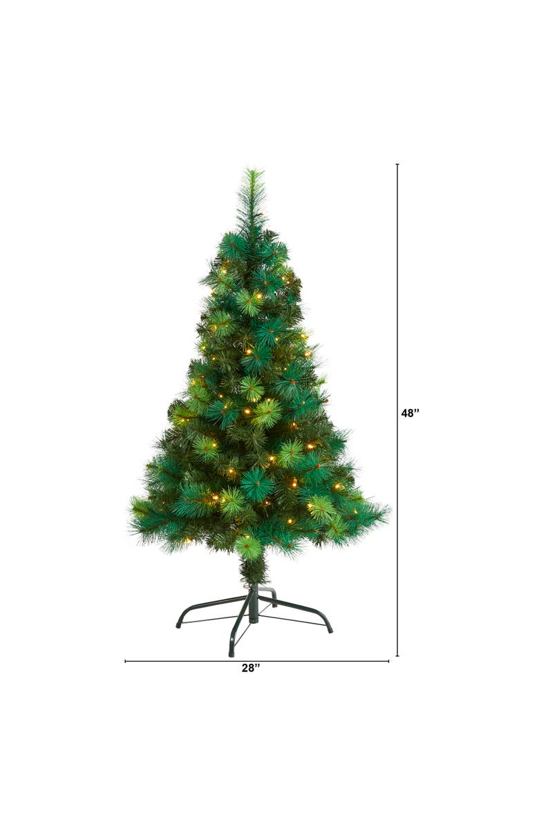 NEARLY NATURAL 4-ft Assorted Green Scotch Pine Artificial Christmas Tree with 70 LED Lights, Alternate, color, 