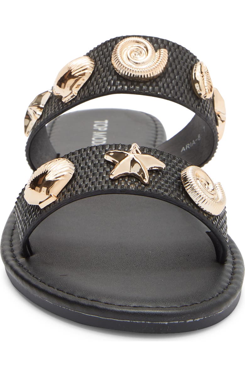 TOP MODA Aria Double Strap Slide Sandal, Alternate, color, Black Raffia
