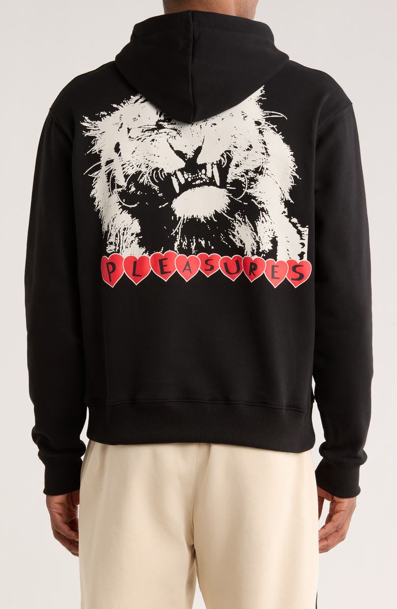 PLEASURES Grin Heart Graphic Hoodie, Alternate, color, Black