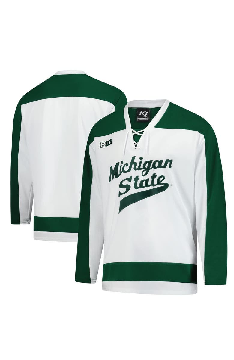 K1 SPORTSWEAR Men's White Michigan State Spartans Home Replica Hockey Jersey, Main, color, White