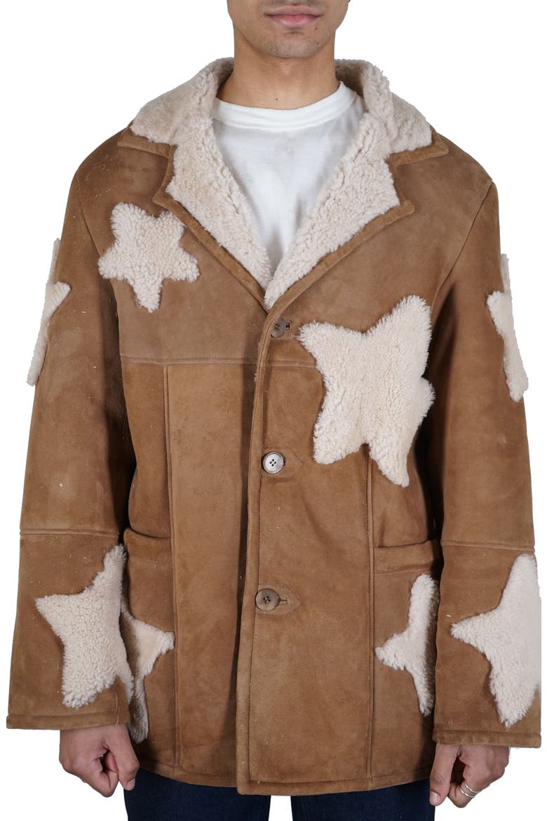 Gender Inclusive Star Genuine Shearling Coat, Main, color, CAMEL