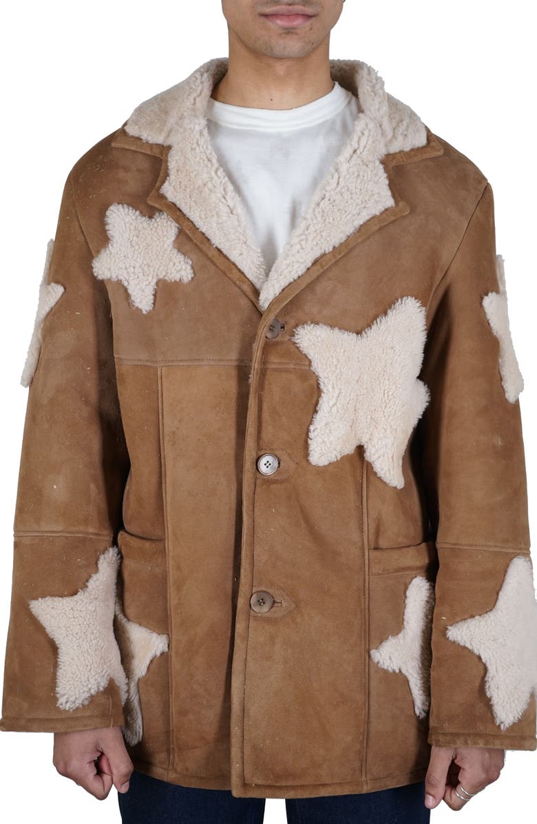 Sky High Farm Workwear Gender Inclusive Star Genuine Shearling Coat, Main, color, 