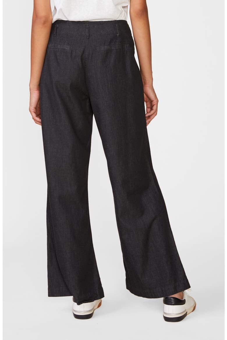 Washed Twill Wide Leg Trousers, Alternate, color, WASHED BLK
