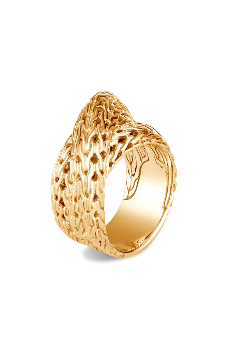 John Hardy Classic Chain Tiga 18K Gold Crossover Ring, Alternate, color, 