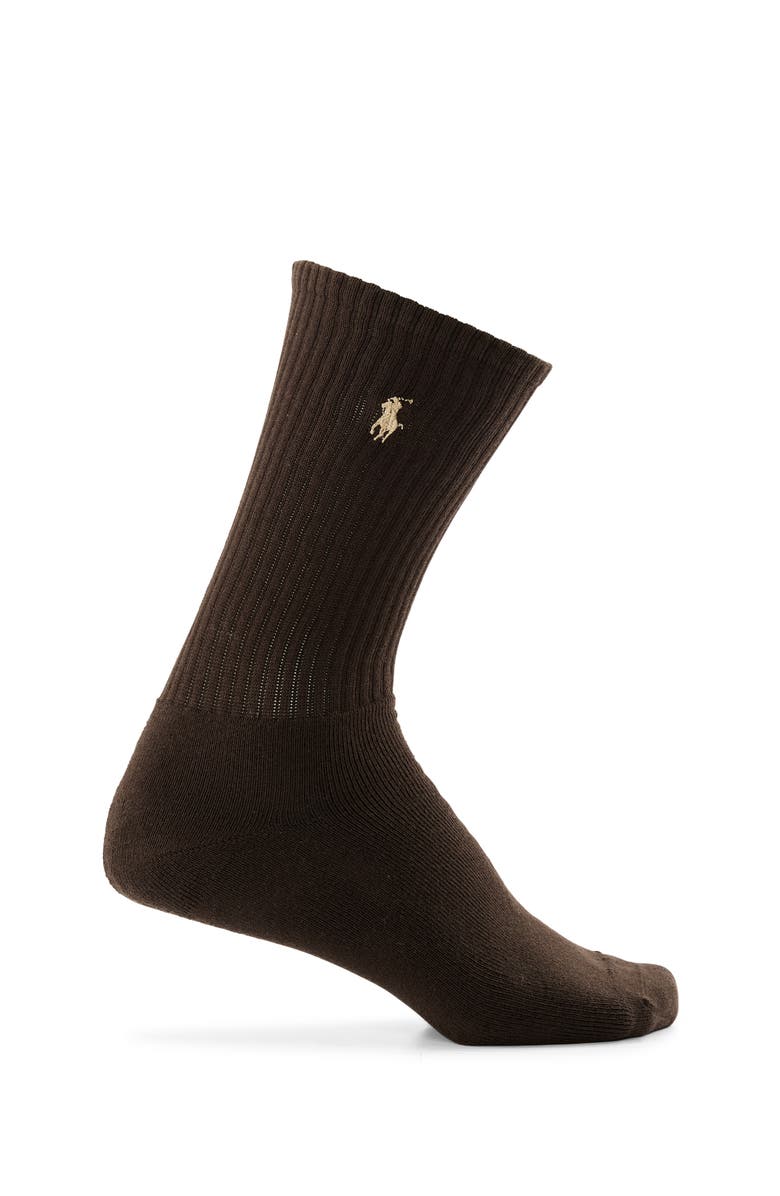 Polo Ralph Lauren Big & Tall 3-pk Ribbed Crew Socks, Alternate, color, Brown