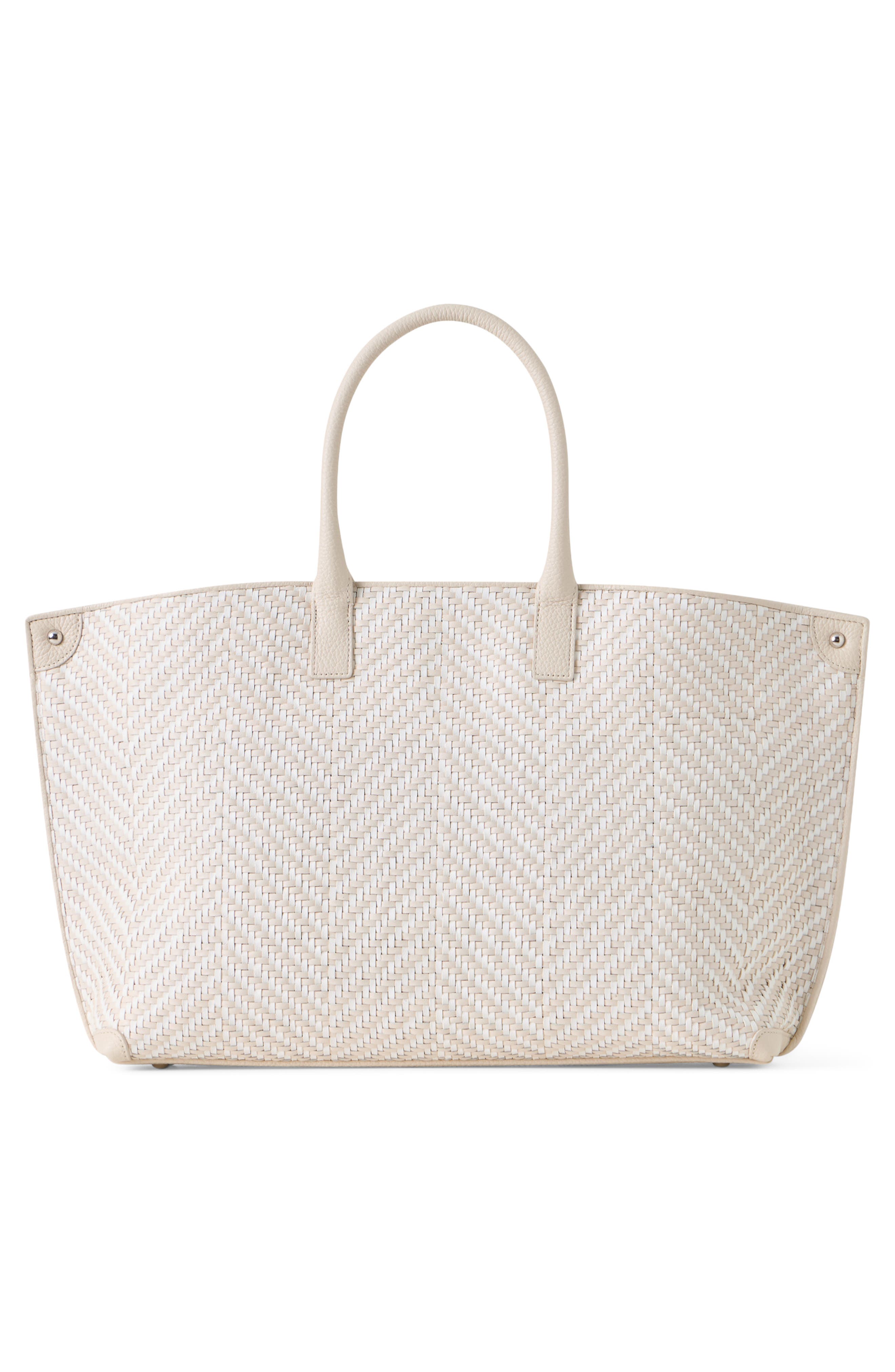 Akris Small AI Woven Leather Tote, Alternate, color, Ecru Alabaster