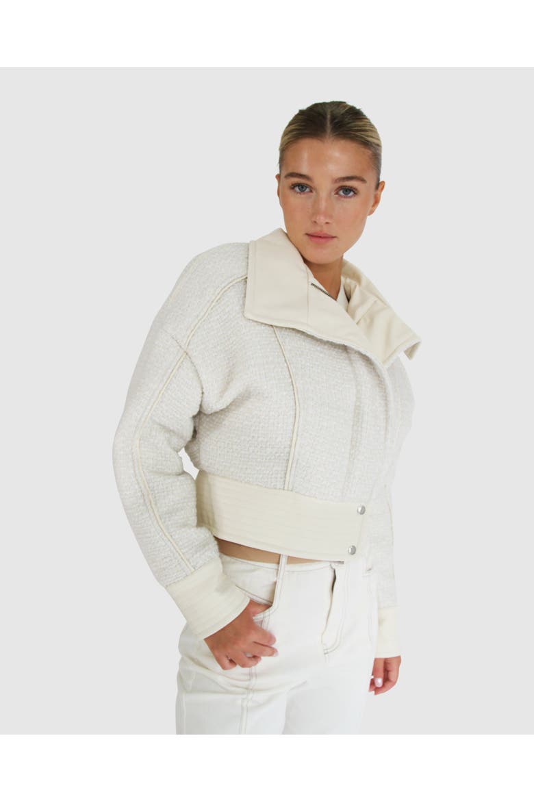 Mad Love Cropped Bomber Jacket, Alternate, color, Cream