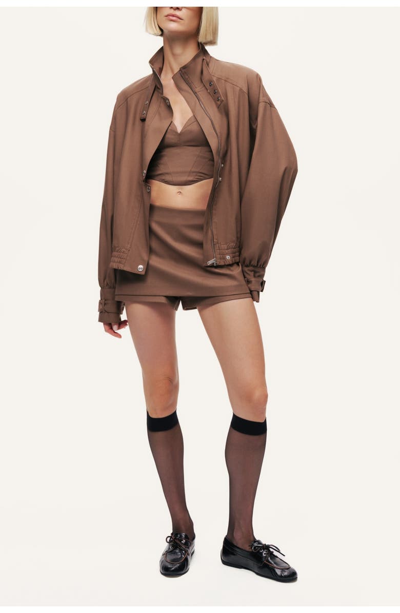 Nocturne High Neck Jacket, Alternate, color, Brown