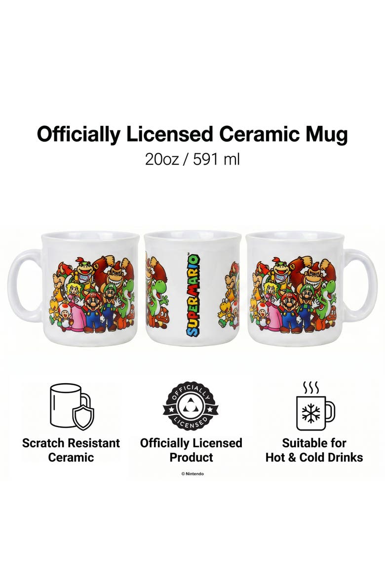 20 oz Super Mario Lineup Ceramic Camper Mug, Alternate, color, White