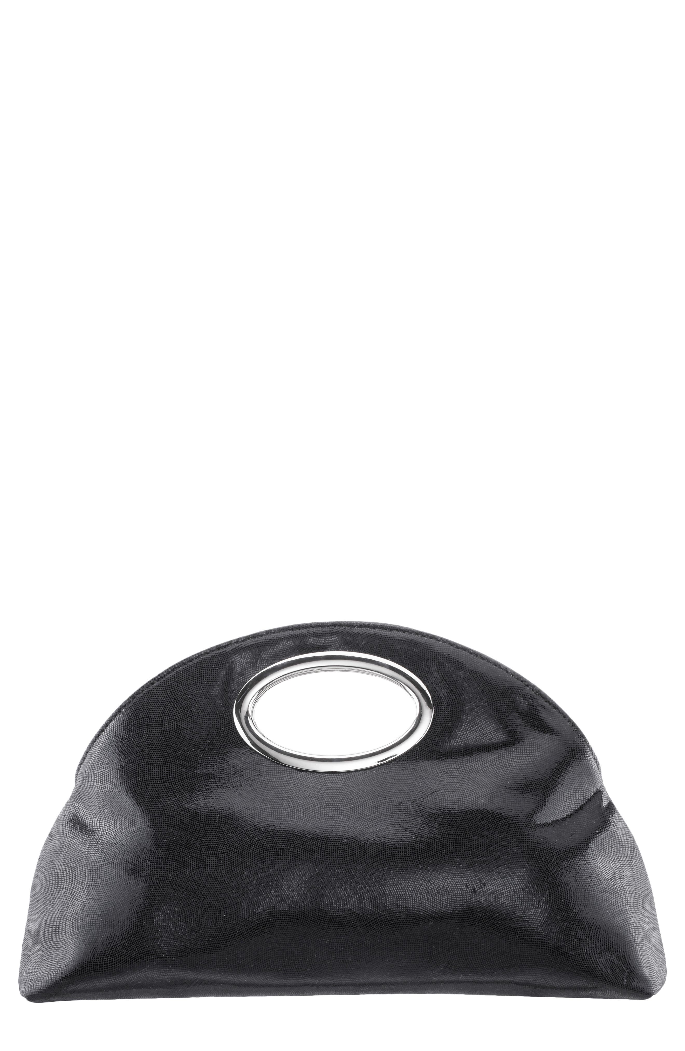Nina Jael Top Handle Clutch, Main, color, Black