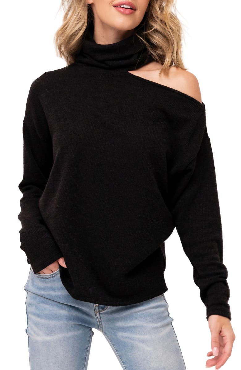 GIBSONLOOK Cold Shoulder Cowl Neck Sweater, Main, color, 