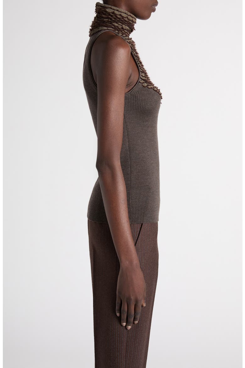 Wool Blend High Neck Sleeveless Top, Alternate, color, BROWN